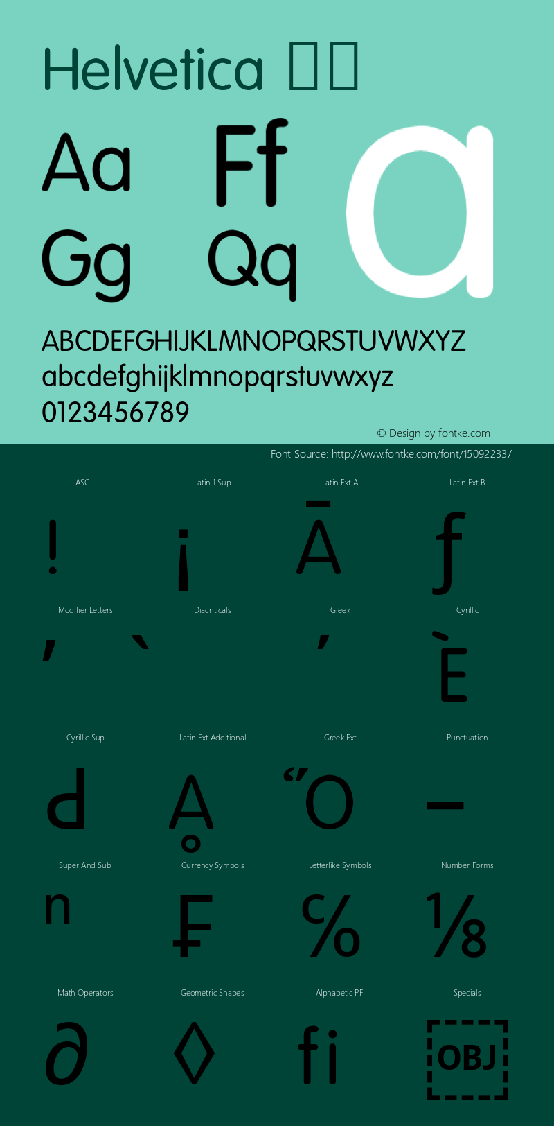 Helvetica 细体 9.0d4e1 Font Sample