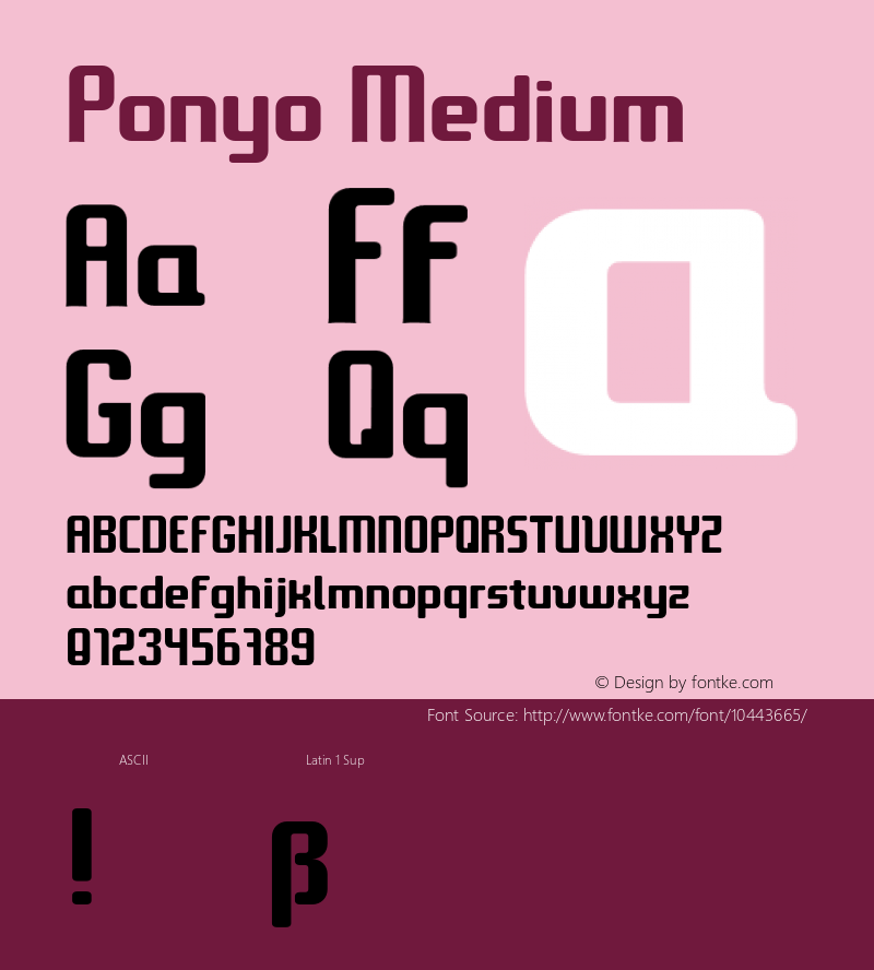 Ponyo Medium Version 001.004 Font Sample