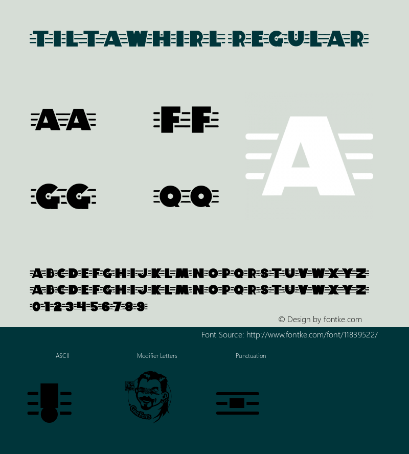 TiltAWhirl Regular Macromedia Fontographer 4.1.5 5/22/02 Font Sample