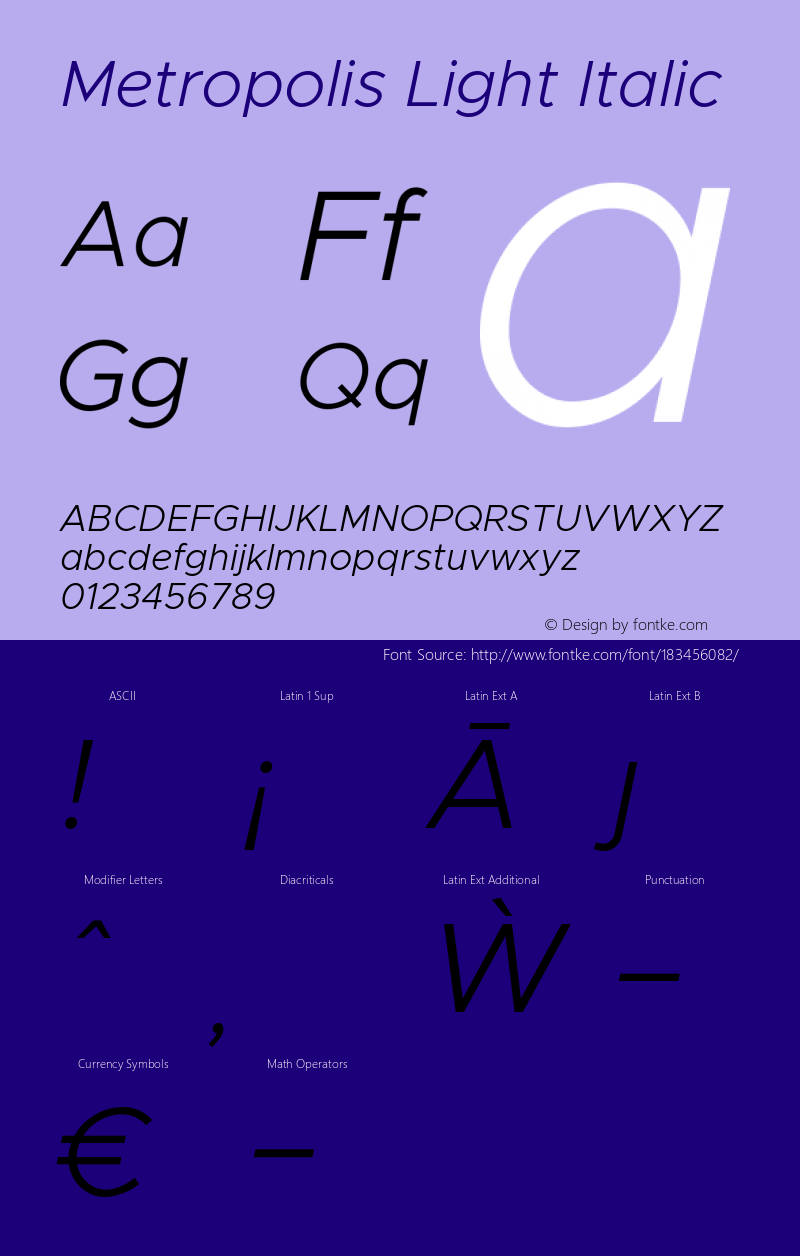 Metropolis Light Italic Version 1.000图片样张