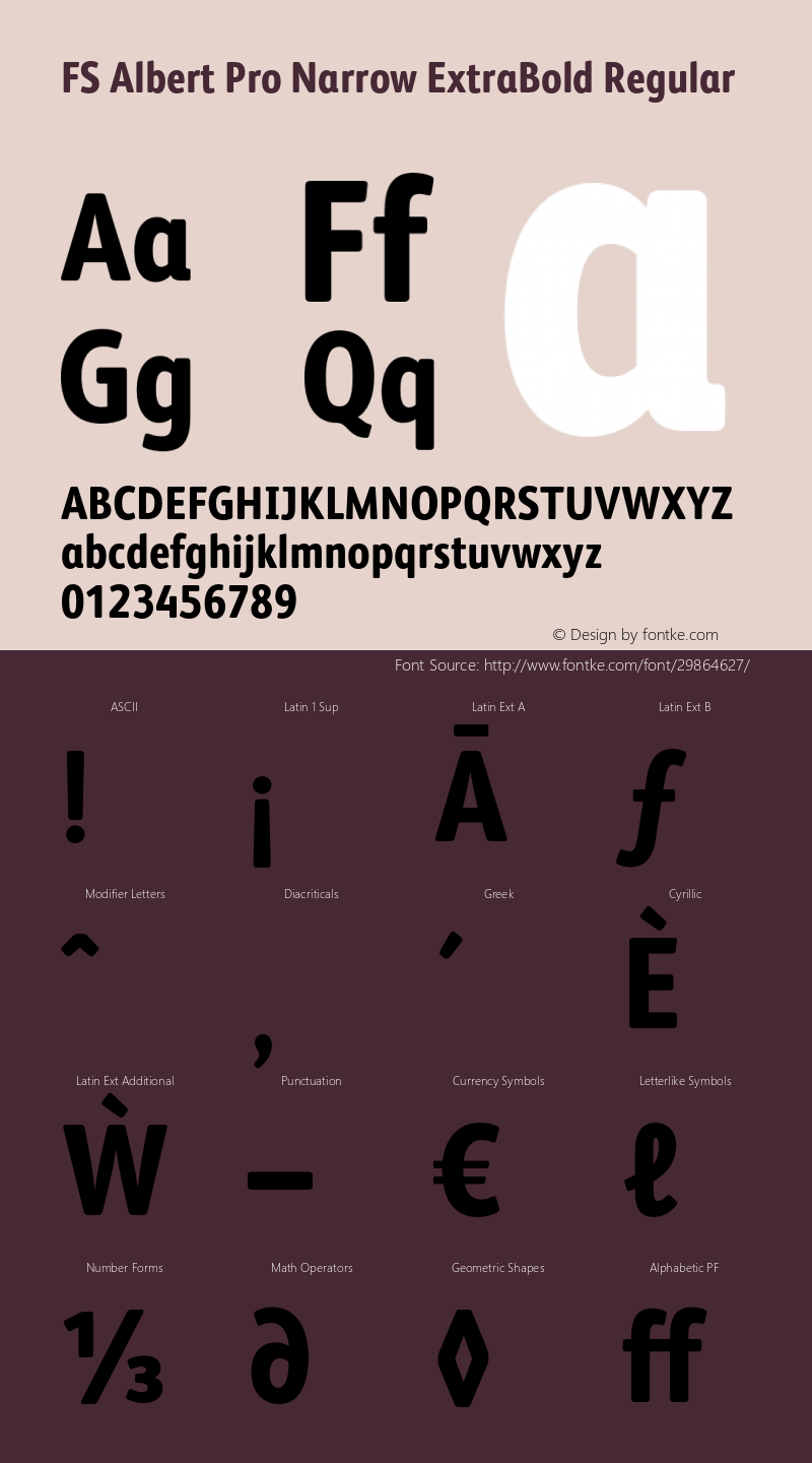 FS Albert Pro Narrow ExtraBold Regular Version 2.000 Font Sample