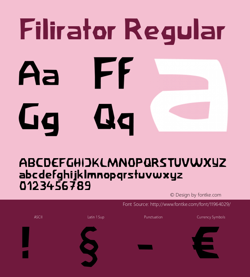 Filirator Regular Version 1.0 Font Sample