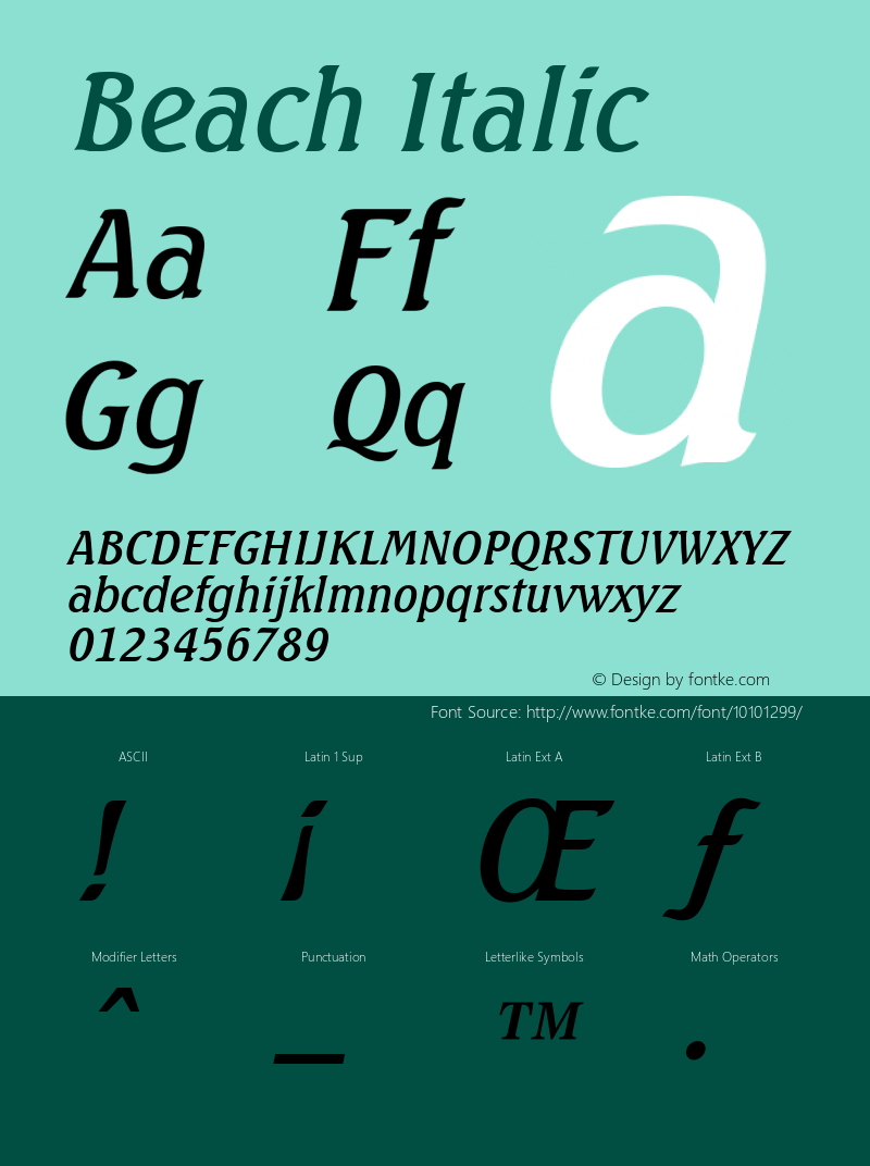 Beach Italic 1.0 Tue Jul 27 16:18:48 1993 Font Sample