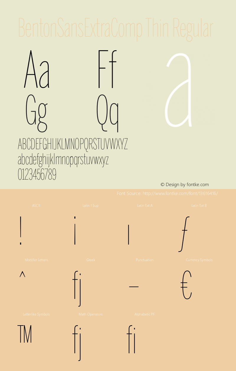 BentonSansExtraComp Thin Regular Version 1.0 Font Sample