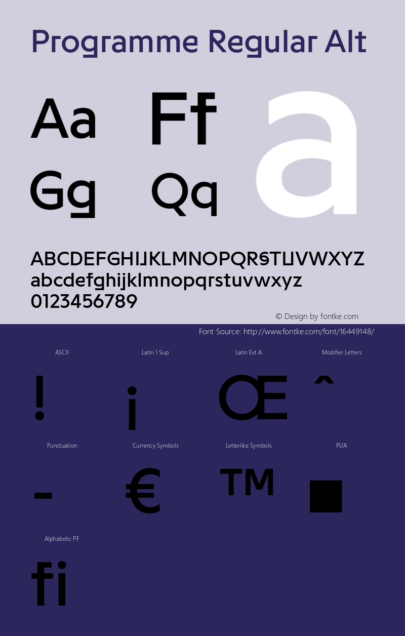 Programme Regular Alt Version 1.000 Font Sample