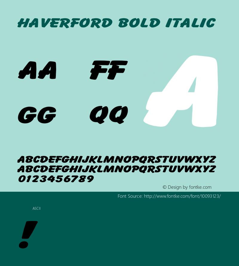 Haverford Bold Italic Unknown Font Sample