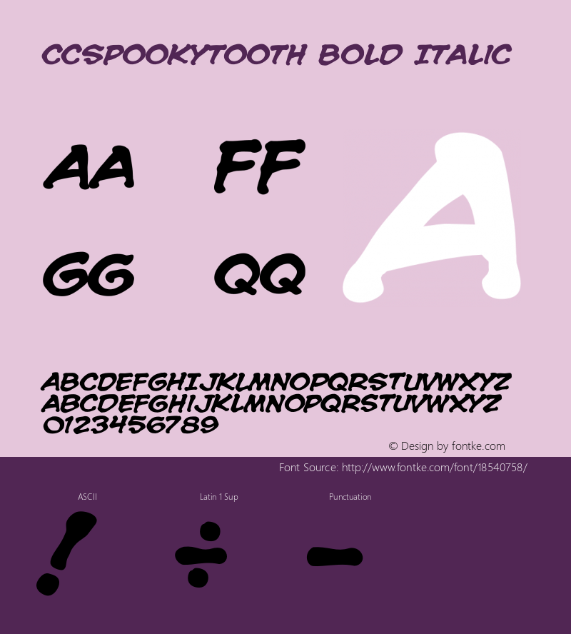 CCSpookytooth Bold Italic 001.000 Font Sample