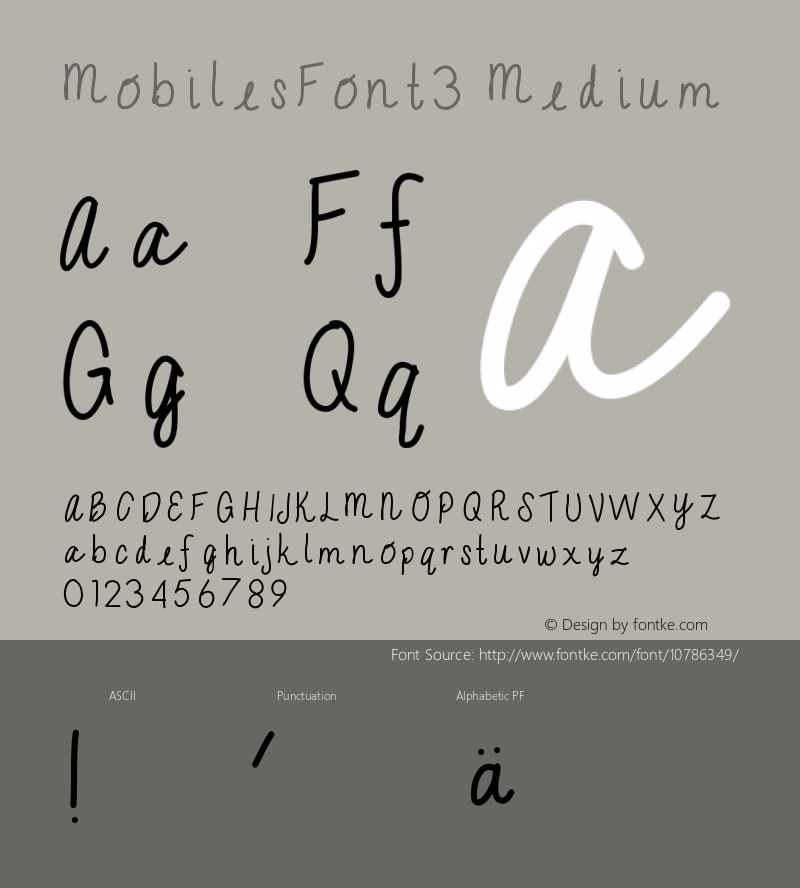 MobilesFont3 Medium Version 001.000 Font Sample