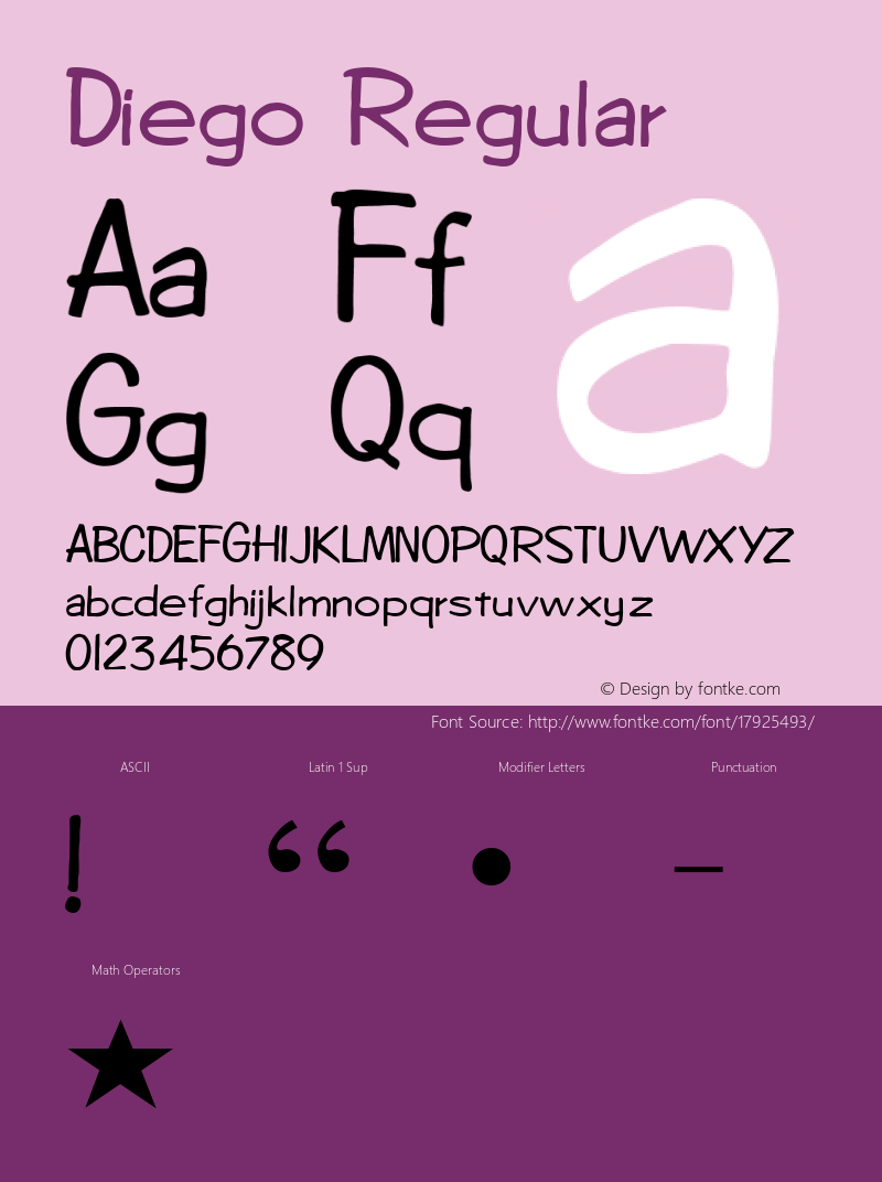 Diego Regular Altsys Fontographer 3.5  3/13/92 Font Sample