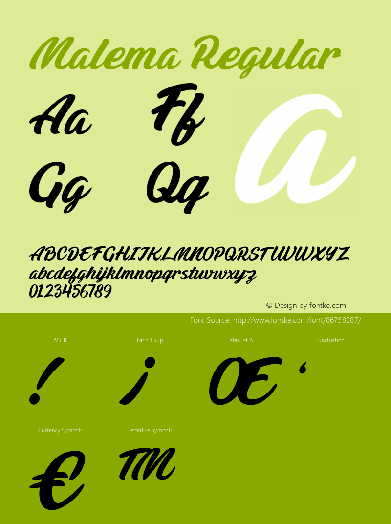 Malema Version 1.000 Font Sample