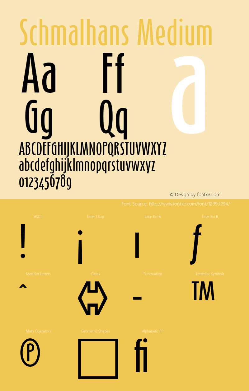 Schmalhans Medium 001.000 Font Sample