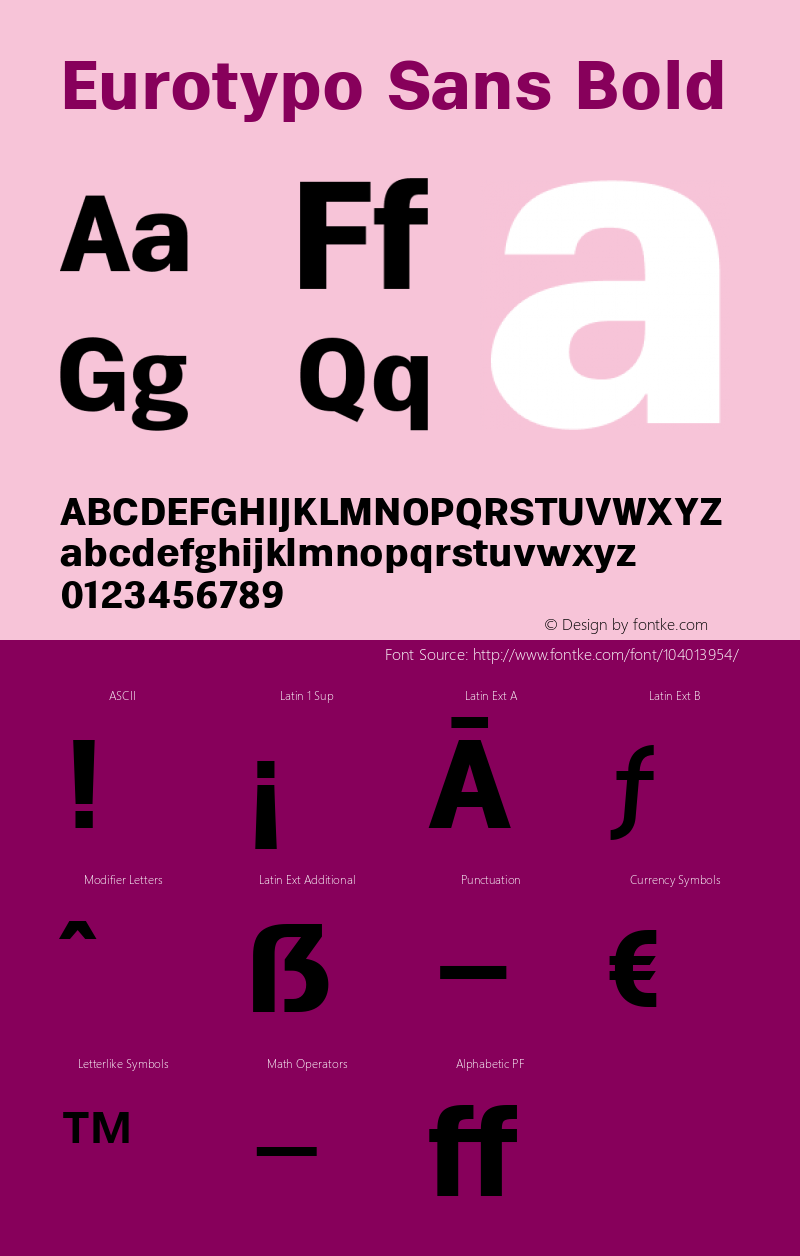 Eurotypo Sans Bold 1.000 Font Sample