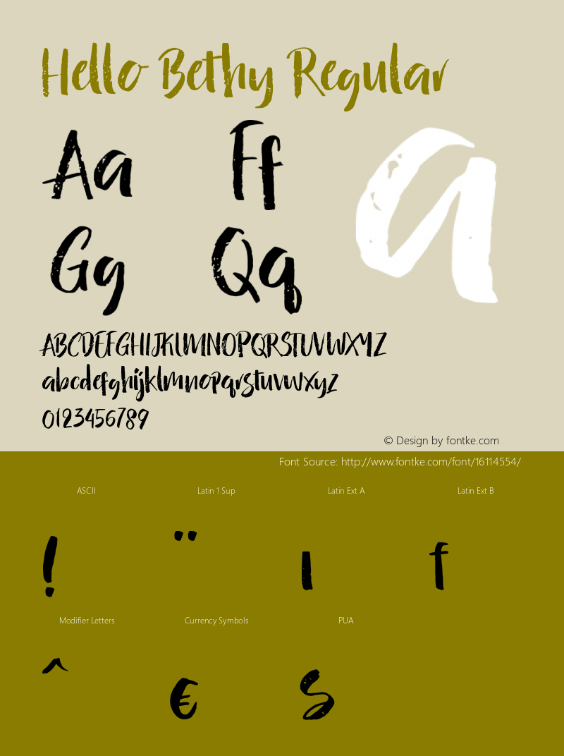 Hello Bethy Regular Version 1.006 Font Sample