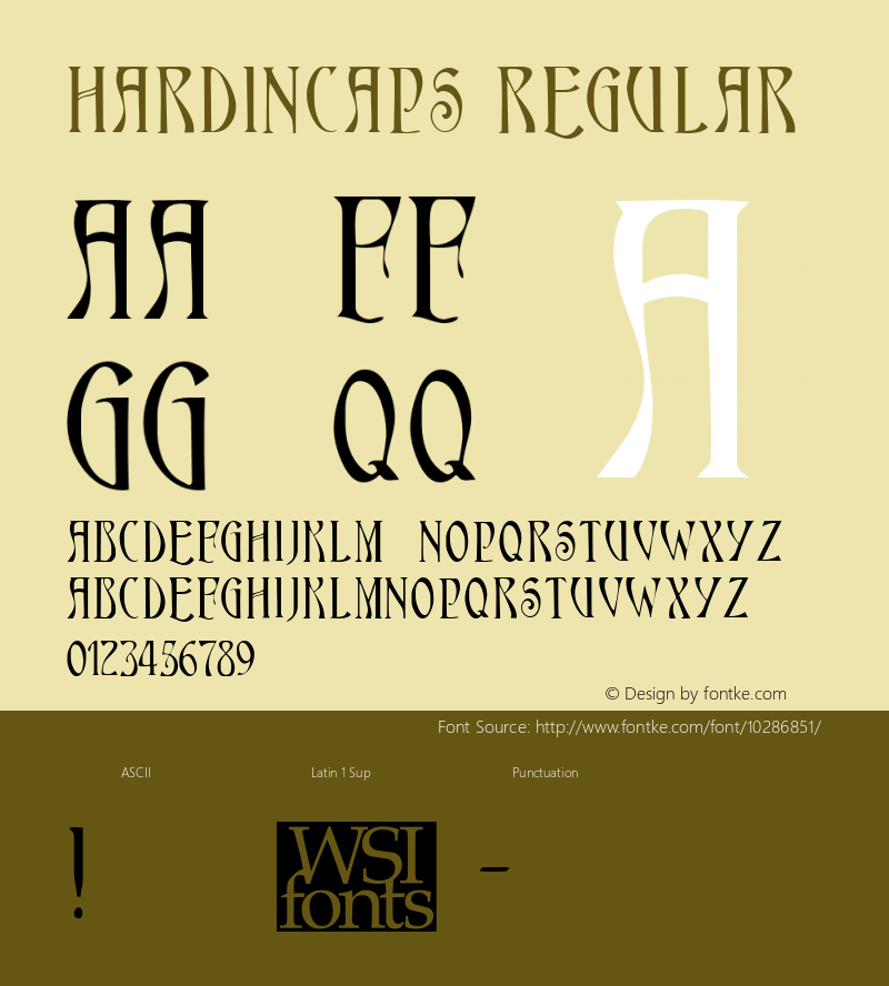 HardinCaps Regular Macromedia Fontographer 4.1.5 5/14/98 Font Sample