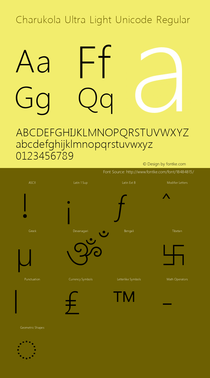 Charukola Ultra Light Unicode Regular 1.20, 20 Oct 2016, Chandan Acharja, Dept. of Graphic Design, Faculty of Fine Arts, University of Dhaka Font Sample