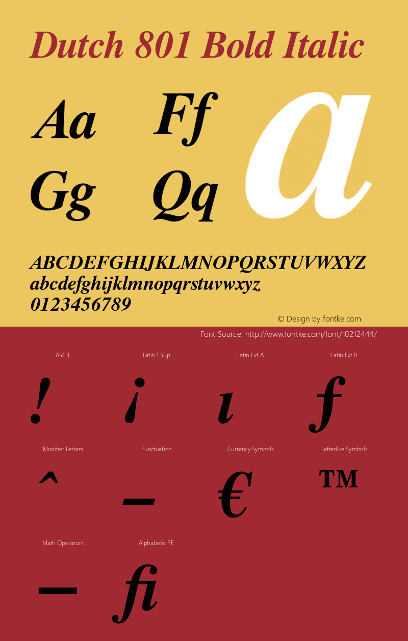 Dutch 801 Bold Italic 003.001 Font Sample