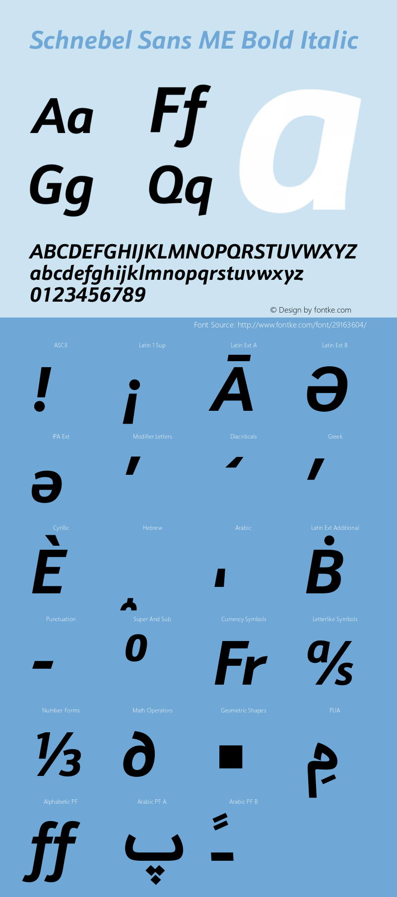 Schnebel Sans ME Bold Italic Version 1.00 Font Sample