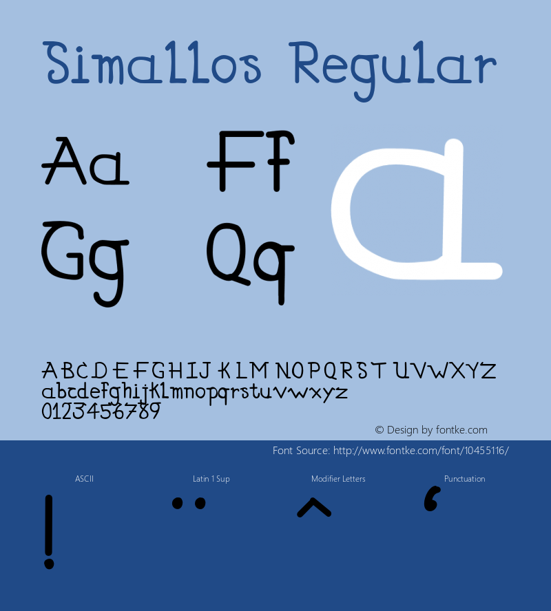 Simallos Regular Version 1.002 2012 Font Sample