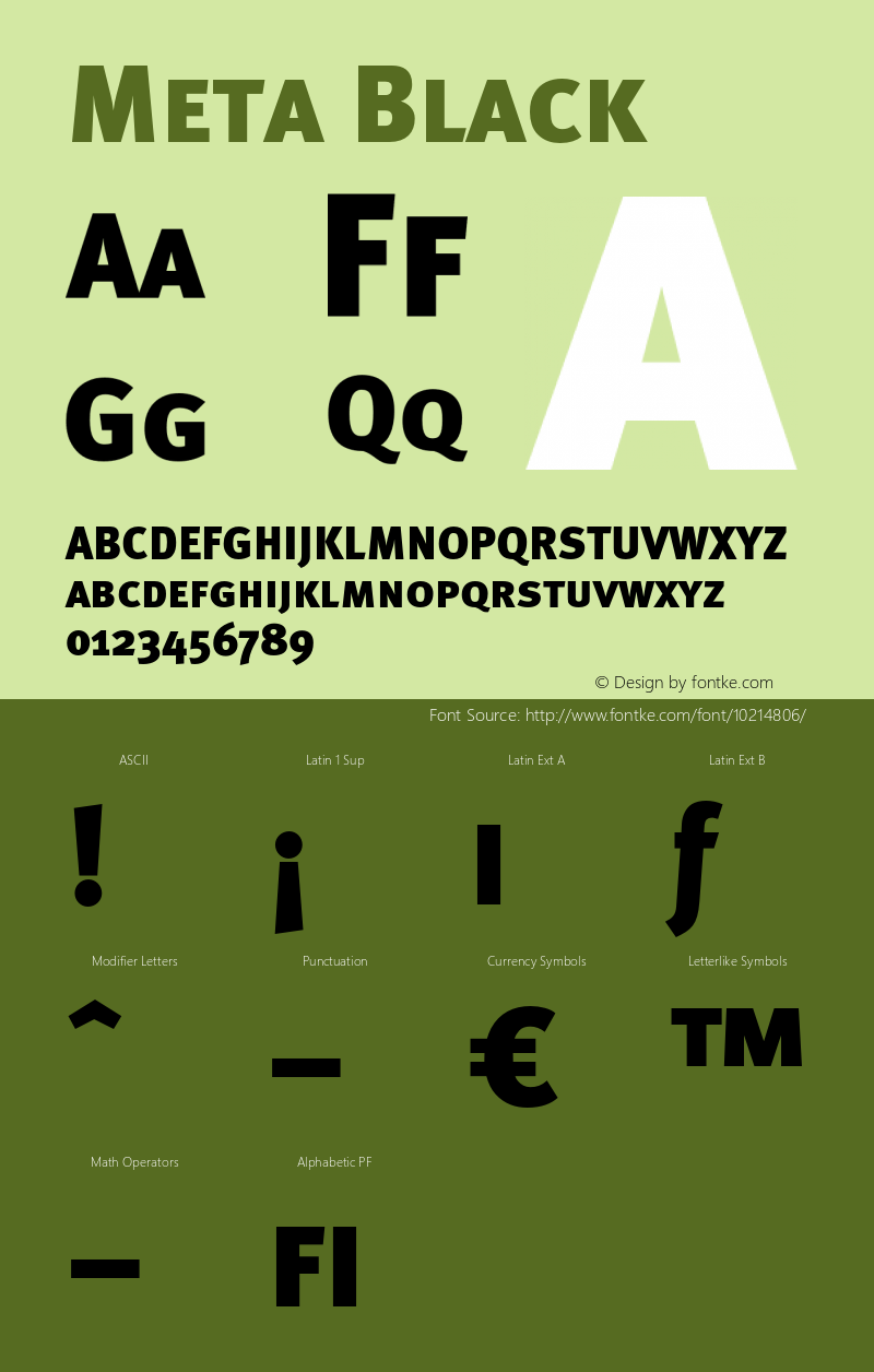 Meta Black 004.301 Font Sample