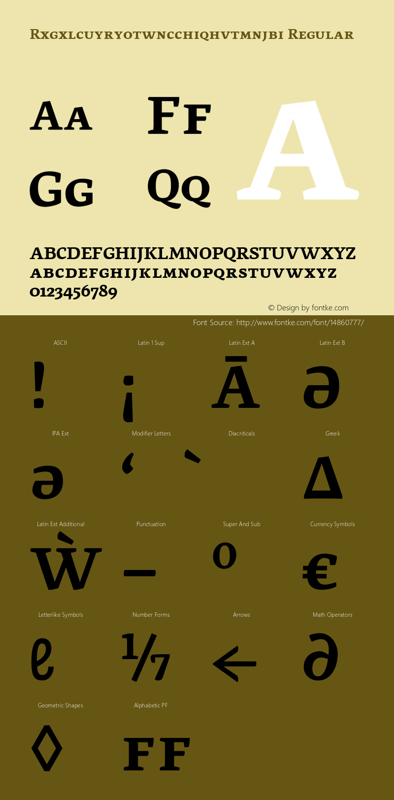 Rxgxlcuyryotwncchiqhvtmnjbi Regular Version 7.504; 2013; Build 1021 Font Sample