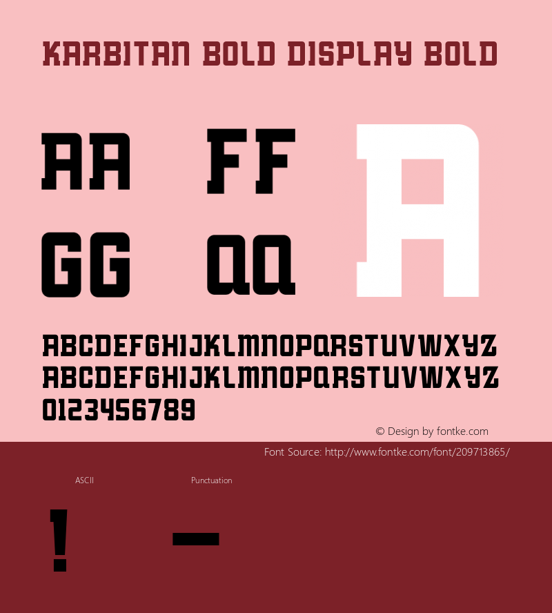 KARBITAN BOLD DISPLAY Regular Version 1.000;hotconv 1.0.109;makeotfexe 2.5.65596图片样张