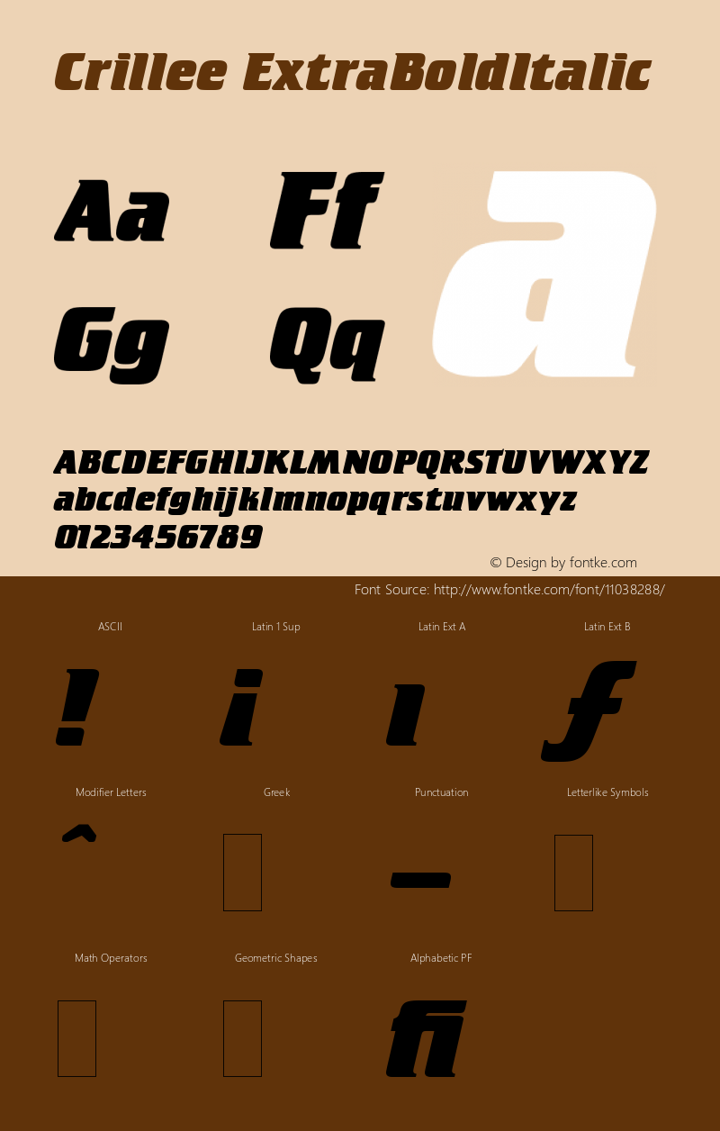 Crillee ExtraBoldItalic Version 1.0 Font Sample