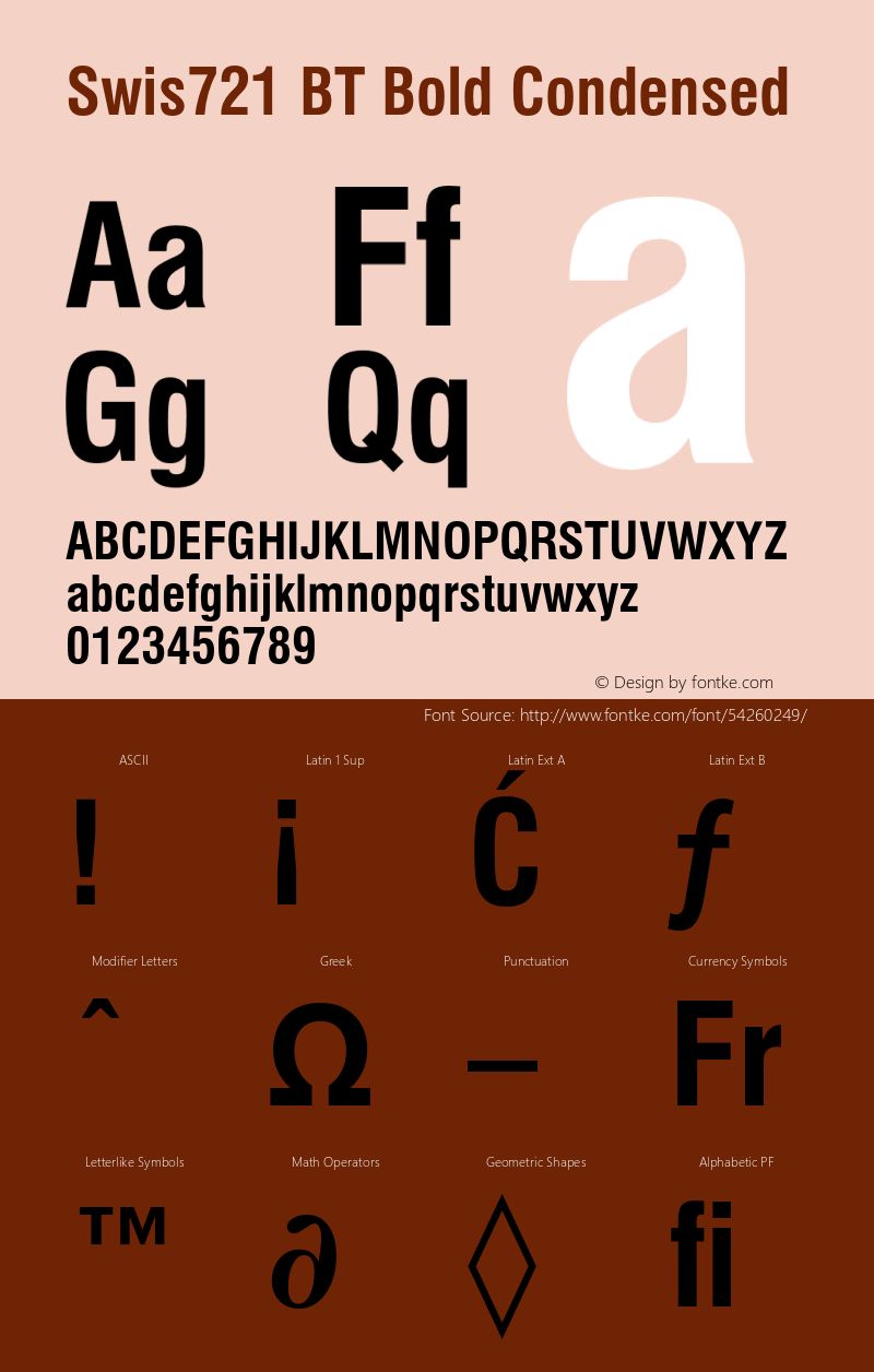 Swis721BT-BoldCondensed Version 1.10 Font Sample