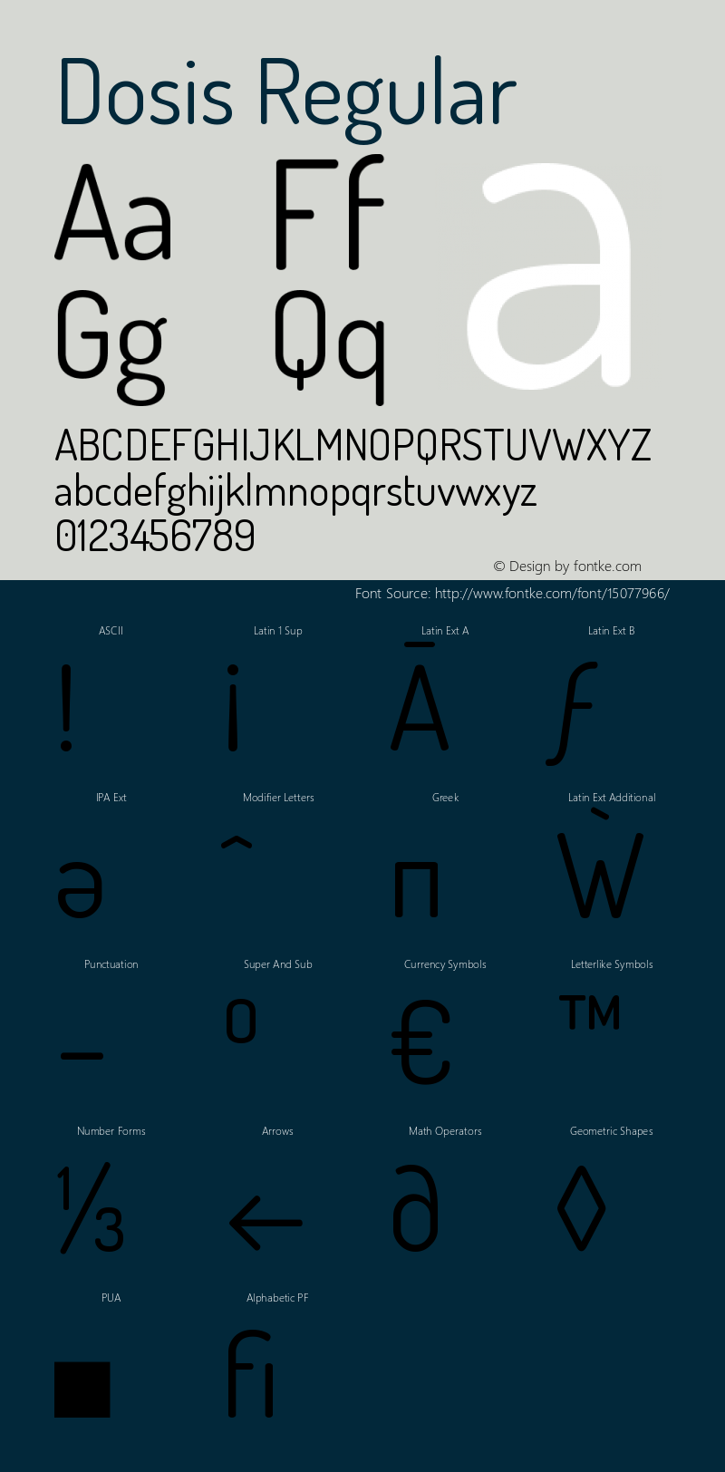 Dosis Regular Version 1.007 Font Sample