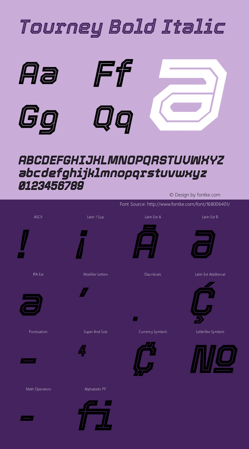 Tourney Bold Italic Version 1.015图片样张