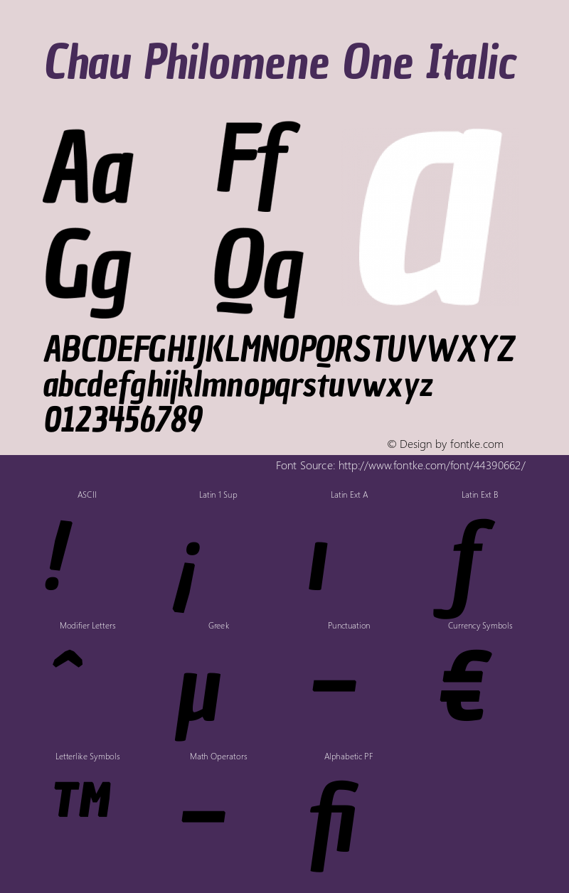 Chau Philomene One Italic Version 1.002 Font Sample