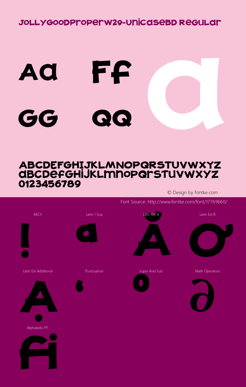 JollyGoodProperW29-UnicaseBd Regular Version 1.10 Font Sample