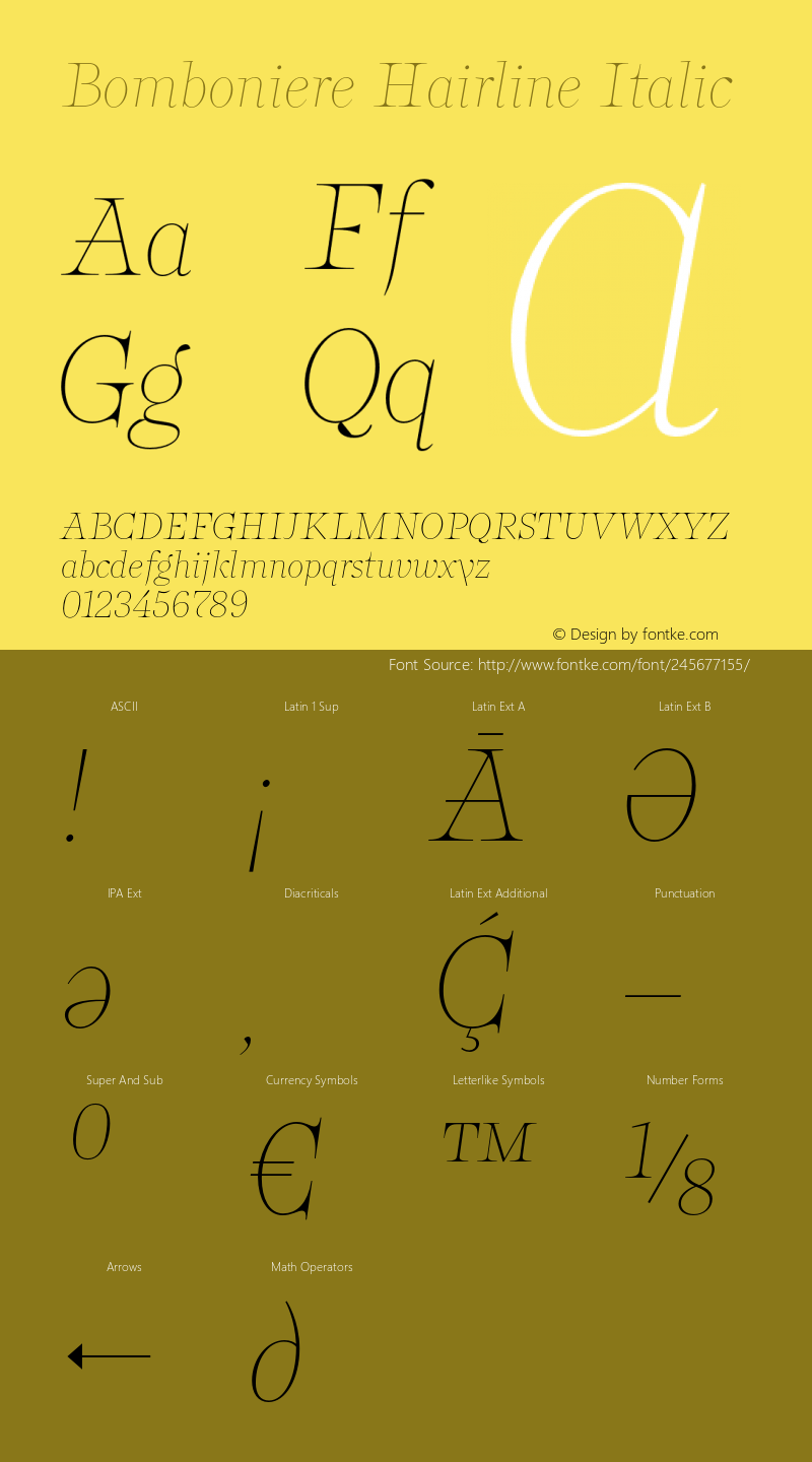 Bomboniere Hairline Italic Version 1.000 (2023-03-16) | FøM Fix图片样张