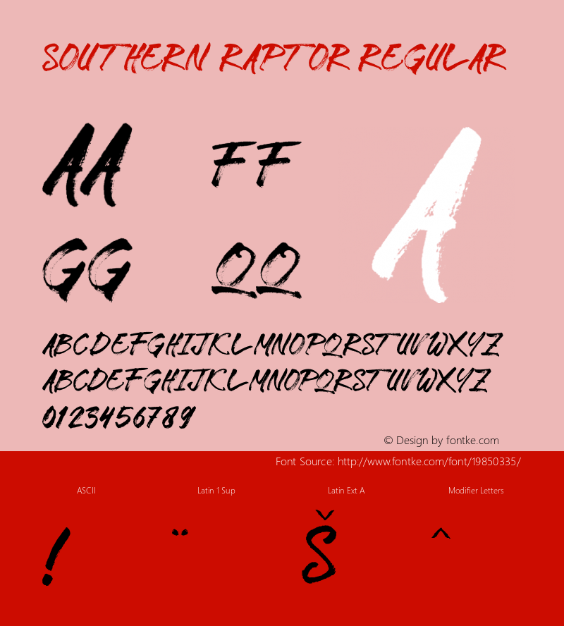 Southern Raptor  Font Sample