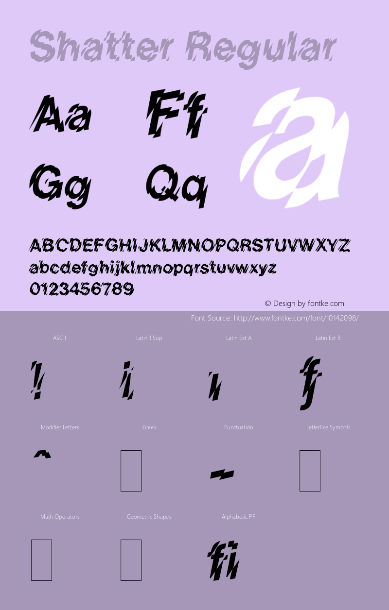 Shatter Regular 1.0 Font Sample