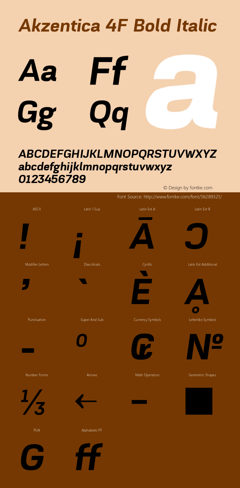 Akzentica4F-BoldItalic 1.0 Font Sample