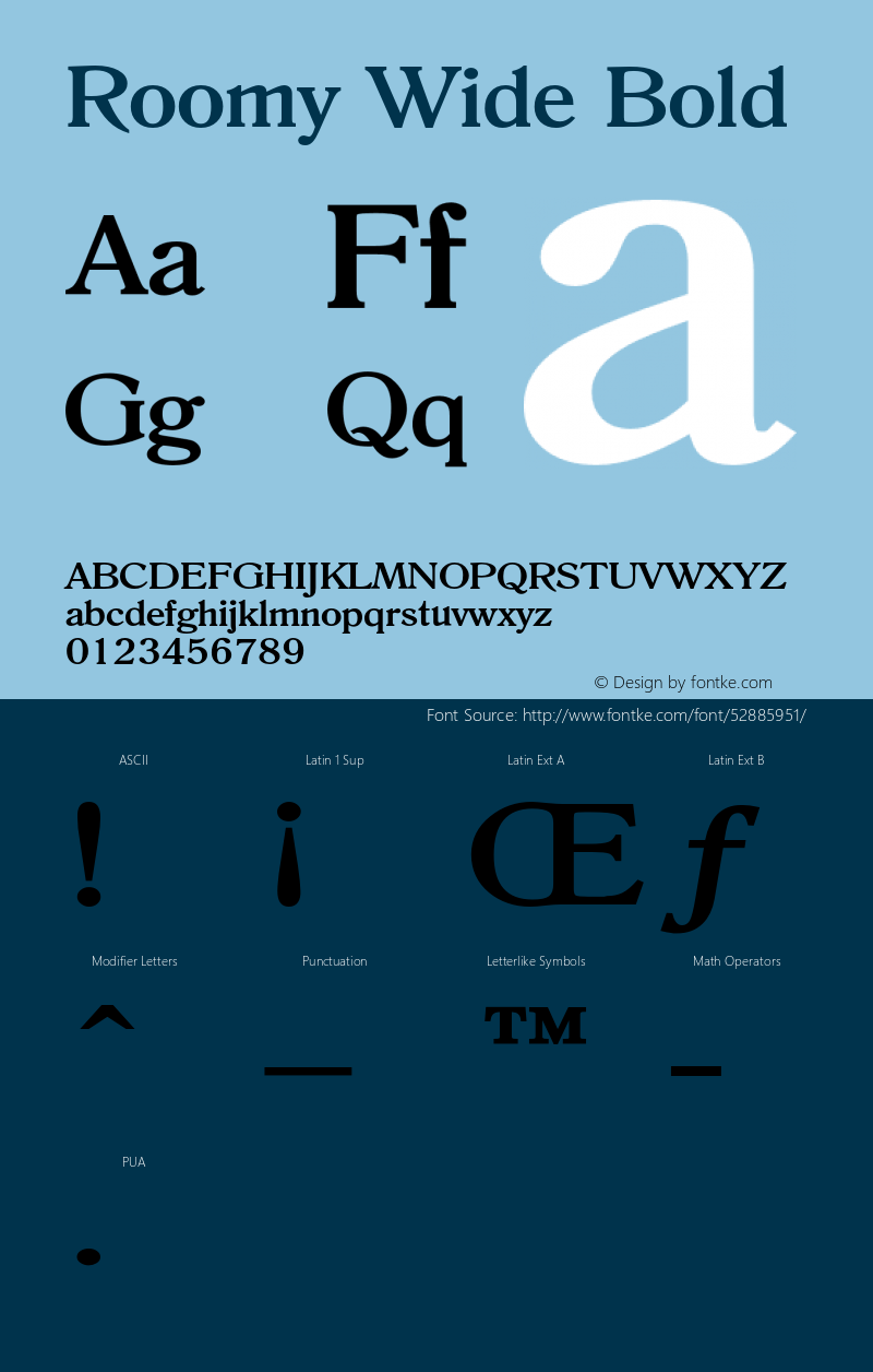 RoomyWideBold Altsys Fontographer 4.1 1/9/95 {DfLp-URBC-66E7-7FBL-FXFA} Font Sample