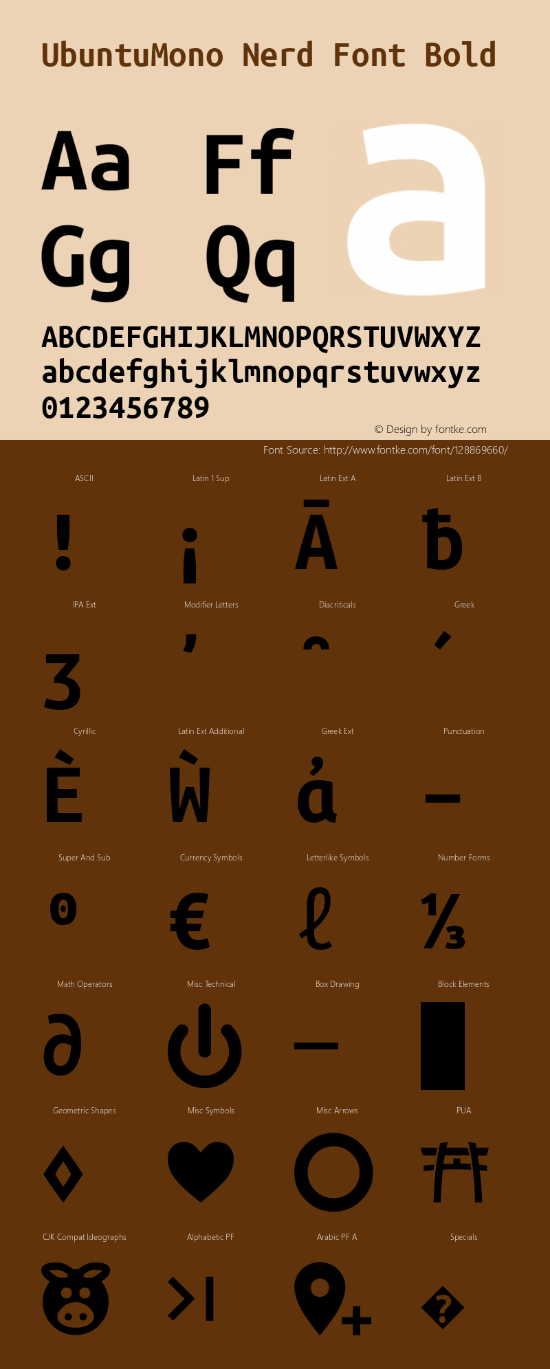 Ubuntu Mono Bold Nerd Font Complete Version 0.80 Font Sample