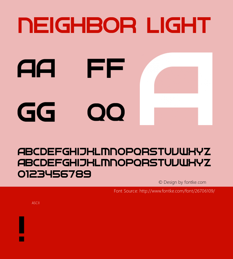 Neighbor Light Version 1.000 Font Sample