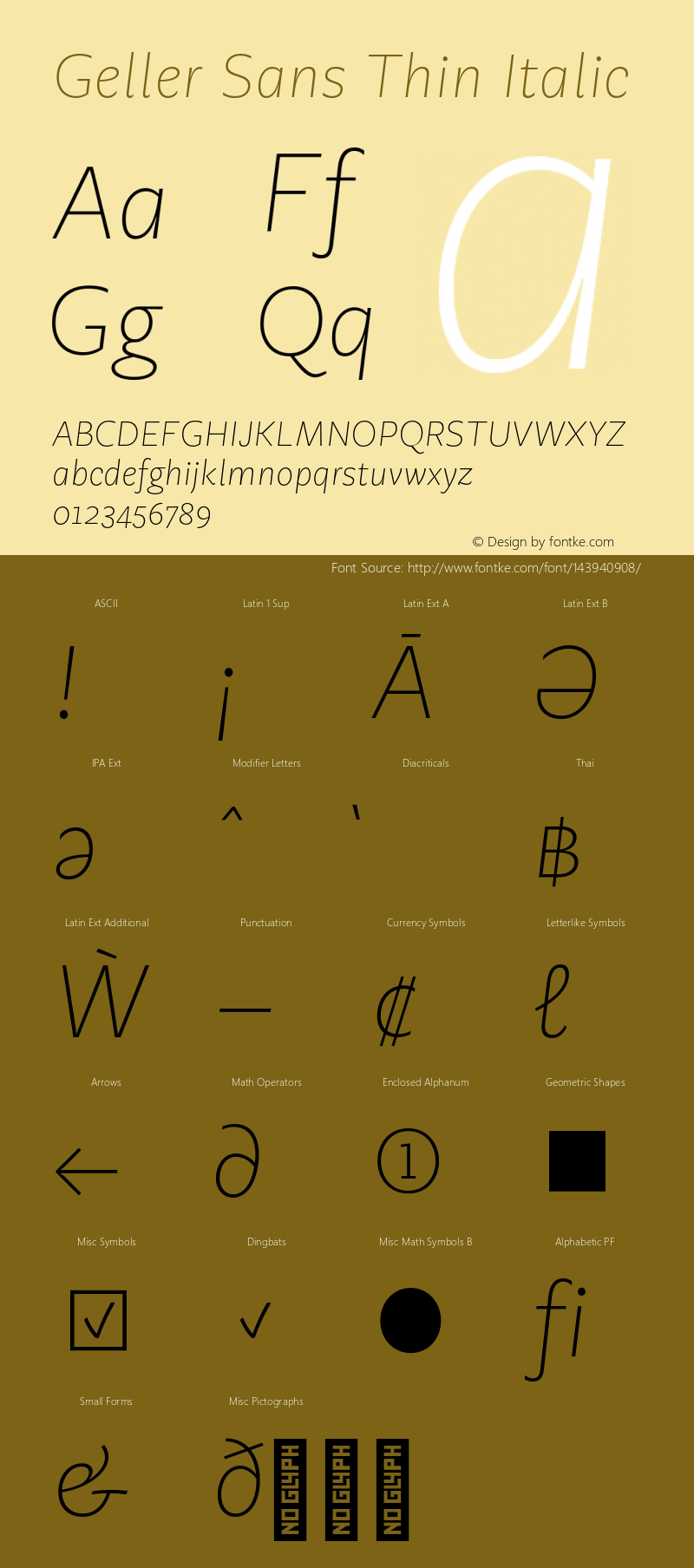 Geller Sans Thin Italic Version 1.000;hotconv 1.0.109;makeotfexe 2.5.65596 Font Sample