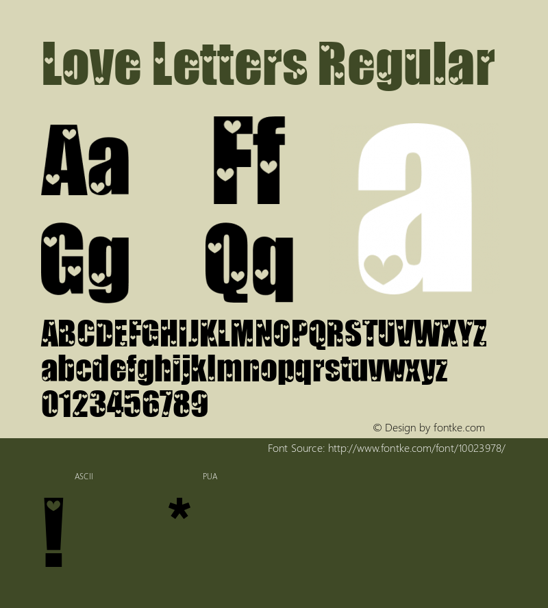 Love Letters Regular 1999; 1.0, initial release Font Sample