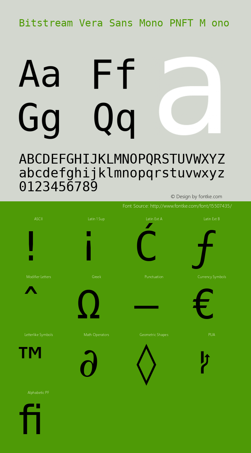 Bitstream Vera Sans Mono PNFT M ono Release 1.10 Font Sample