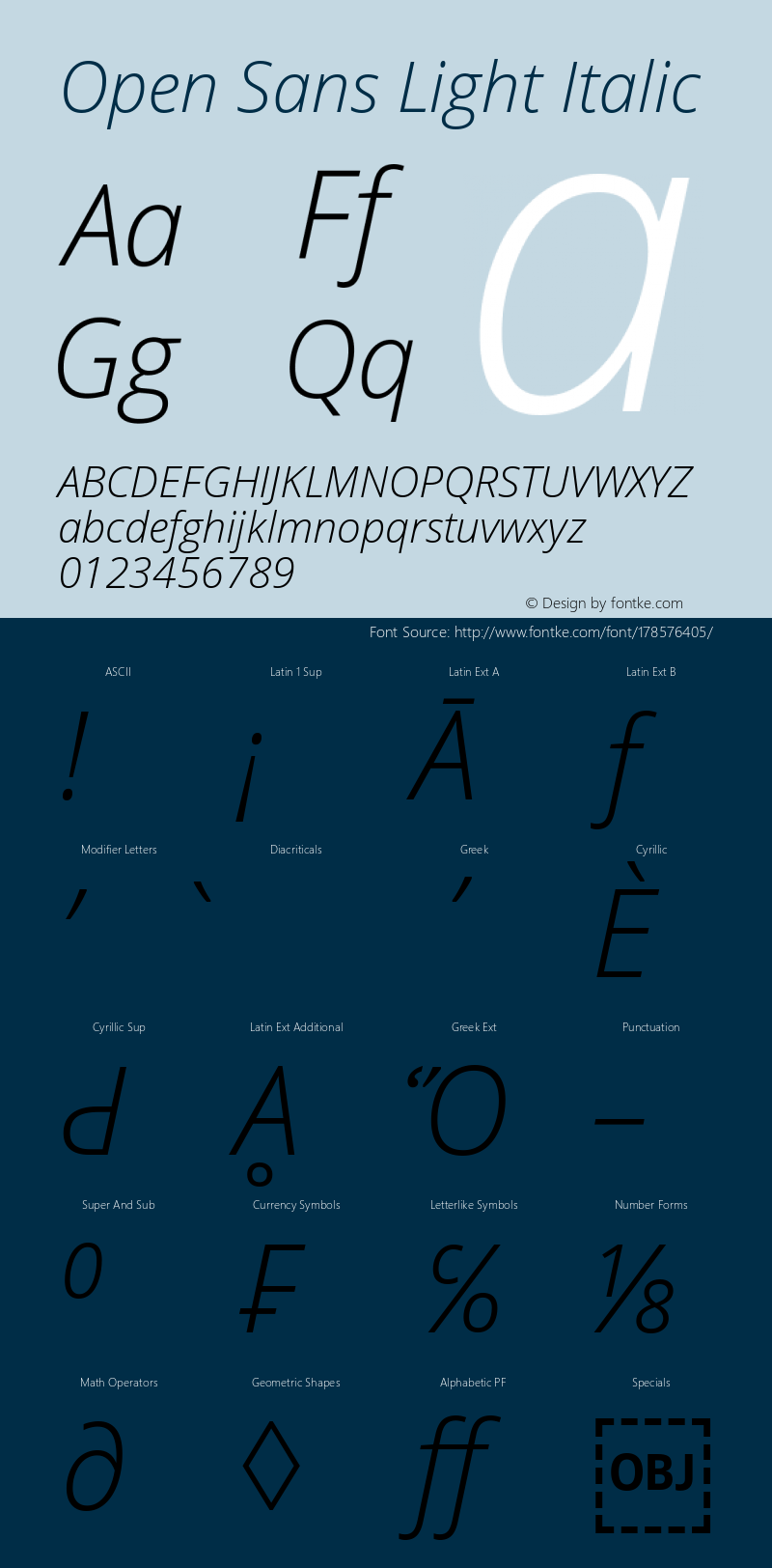 Open Sans Light Italic Version 1.10图片样张