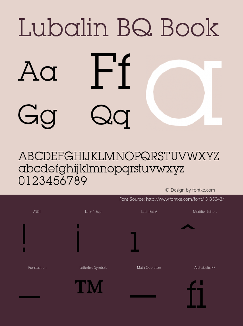 Lubalin BQ Book Version 001.000 Font Sample