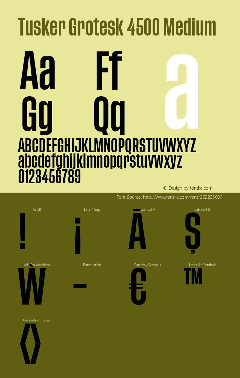 TuskerGrotesk-4500Medium Version 1.000;PS 001.000;hotconv 1.0.88;makeotf.lib2.5.64775 Font Sample