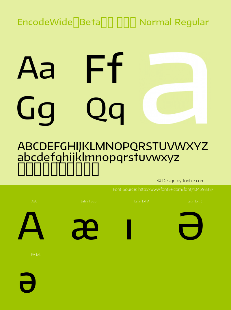 EncodeWide-Beta29 400 Normal Regular Version 0.000;PS (version unavailable);hotconv 1.0.70;makeotf.lib2.5.58329 DEVELOPMENT Font Sample