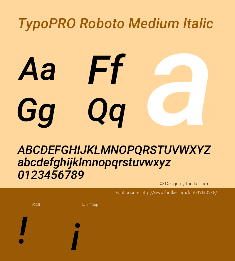 TypoPRO Roboto Medium Italic Version 2.000980; 2014 Font Sample