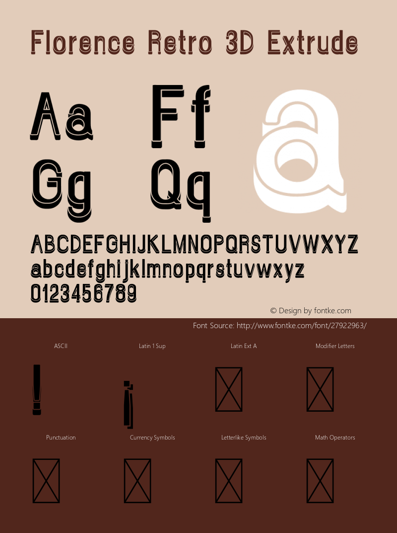 Florence Retro 3D Extrude Version 1.009;Fontself Maker 3.1.0 Font Sample