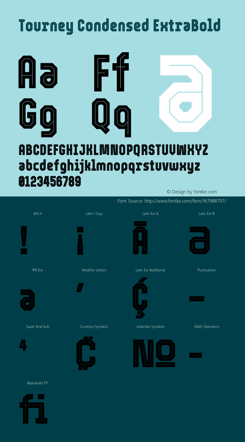 Tourney Condensed ExtraBold Version 1.015图片样张