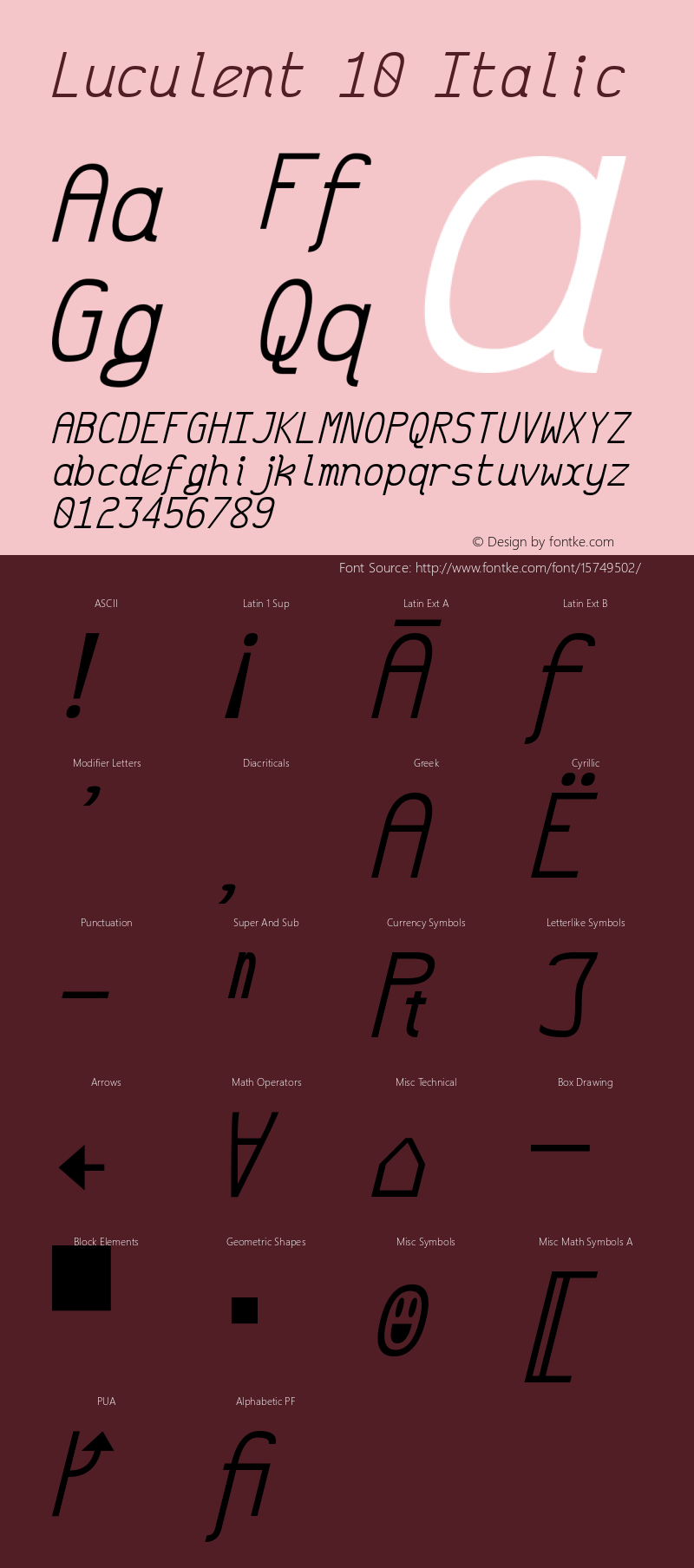 Luculent 10 Italic Version 2.0.0-b4b12eb282a3 Font Sample
