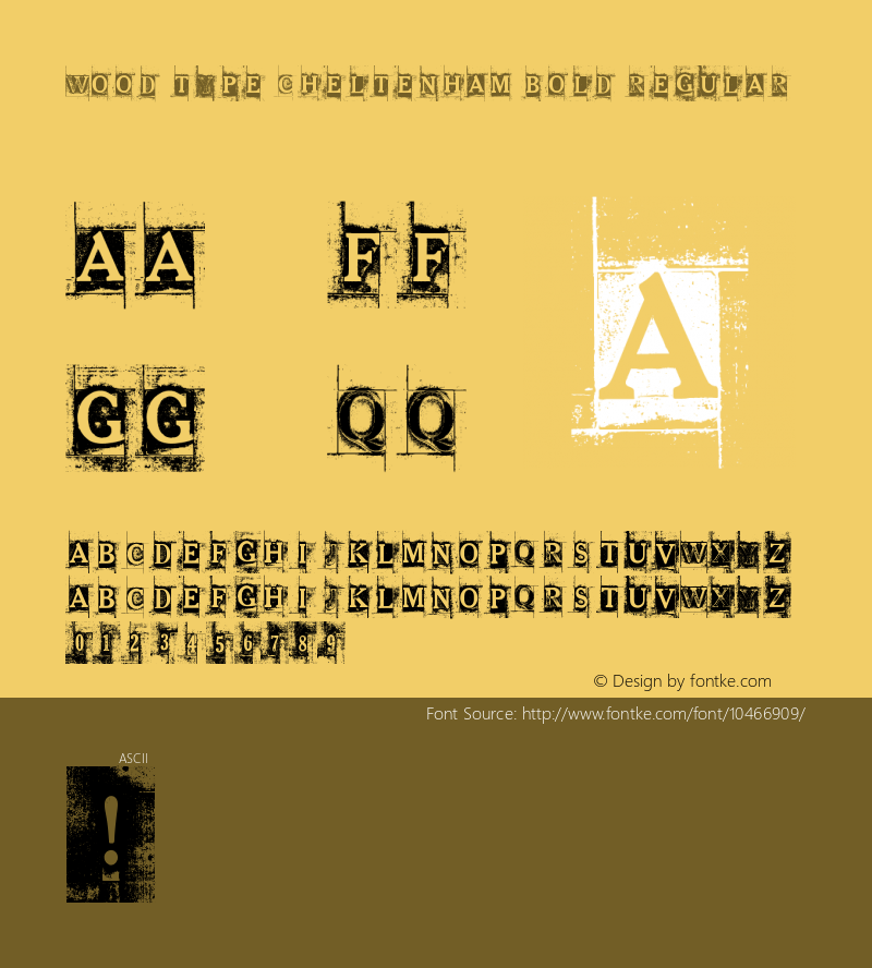 Wood Type Cheltenham Bold Regular Version 1.00 April 28, 2010, initial release Font Sample